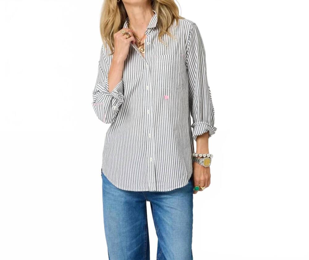 NEW KERRI ROSENTHAL mia stripe shirt in white black